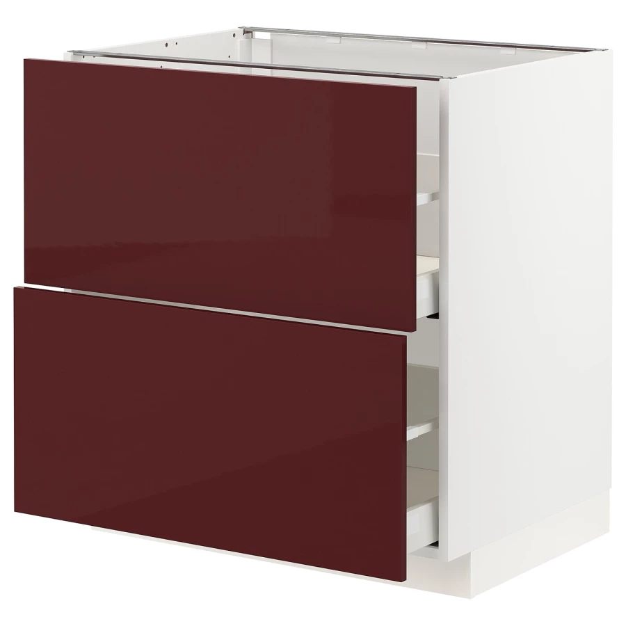 Напольный кухонный шкаф  - IKEA METOD MAXIMERA, 88x62x80см, белый/бордовый, МЕТОД МАКСИМЕРА ИКЕА (изображение №1)