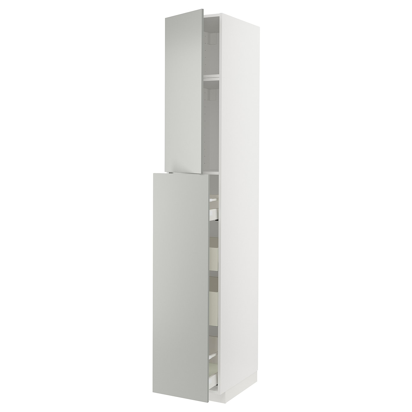 Высокий шкаф с ящиками - IKEA METOD/MAXIMERA/МЕТОД/МАКСИМЕРА ИКЕА, 240х60х40 см, белый/серый