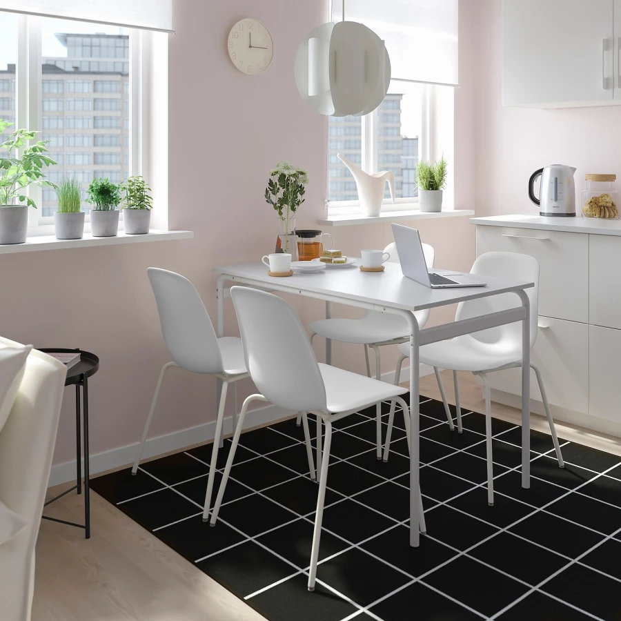 Кухонный стол - GRÅSALA/LIDÅS IKEA/ГРОСАЛА/ЛИДОНОС ИКЕА, 110 см, белый (изображение №2)