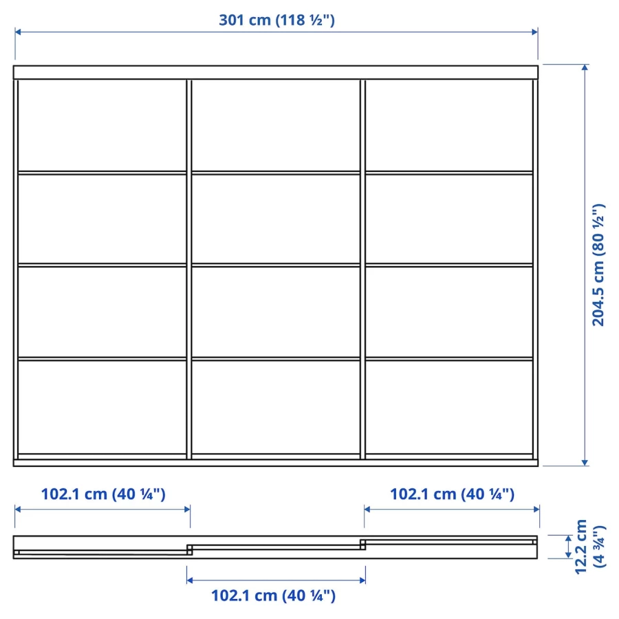 Комбинация раздвижных дверей - SKYTTA/HOKKSUND IKEA/ СКЮТТА/ХОККСУНД ИКЕА, 301х205 см, белый (изображение №3)