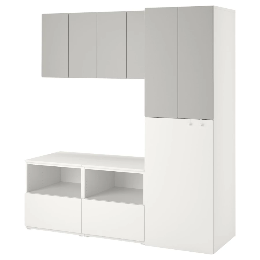 Шкаф детский - IKEA PLATSA/SMÅSTAD/SMASTAD, 180x57x196 см, белый/серый ...