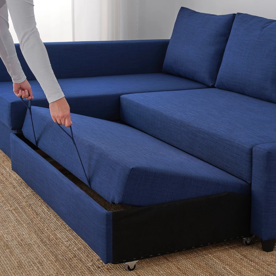 Угловой диван-кровать - IKEA FRIHETEN, 66x151x230см, синий, ФРИХЕТЭН ИКЕА (изображение №5)