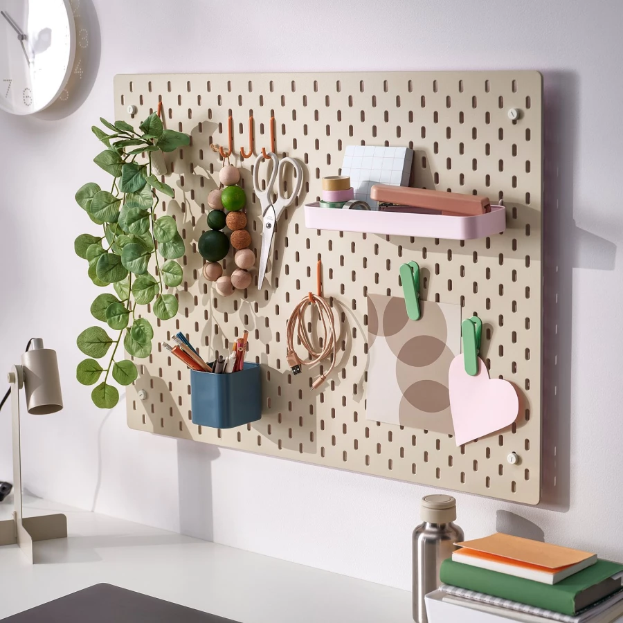 Комбинированная перфорированная доска IKEA SKÅDIS/СКОДИС ИКЕА, 76х56 см, бежевый/розовый (изображение №2)