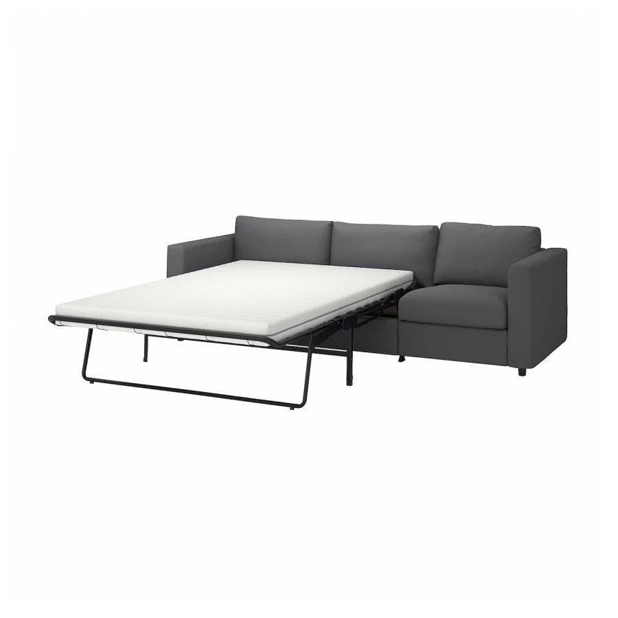 3-местный диван-кровать - IKEA VIMLE, 98x261см, темно-серый, ВИМЛЕ ИКЕА (изображение №1)