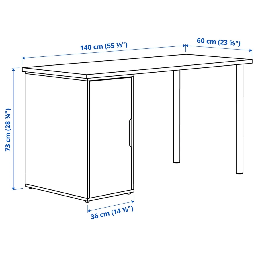 Письменный стол с ящиком - IKEA LAGKAPTEN/ALEX, 140x60 см, белый, АЛЕКС/ЛАГКАПТЕН ИКЕА (изображение №7)