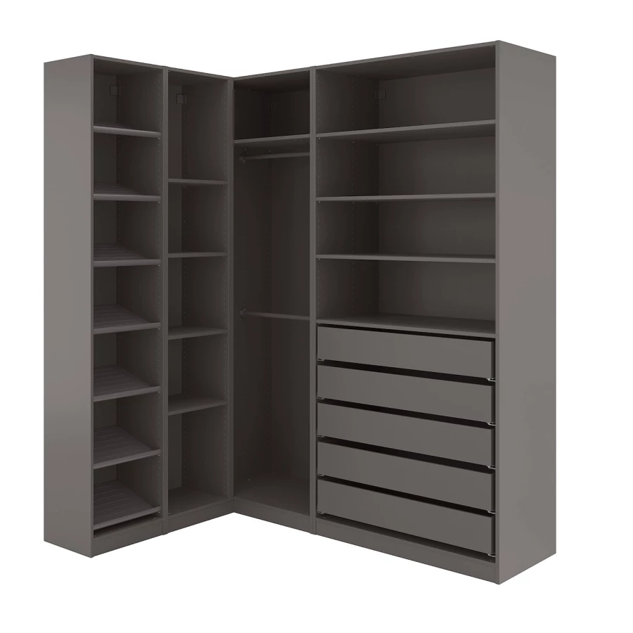 Угловой шкаф - IKEA PAX/ПАКС ИКЕА, 160,3х187,8х236,4 см, черный (изображение №1)