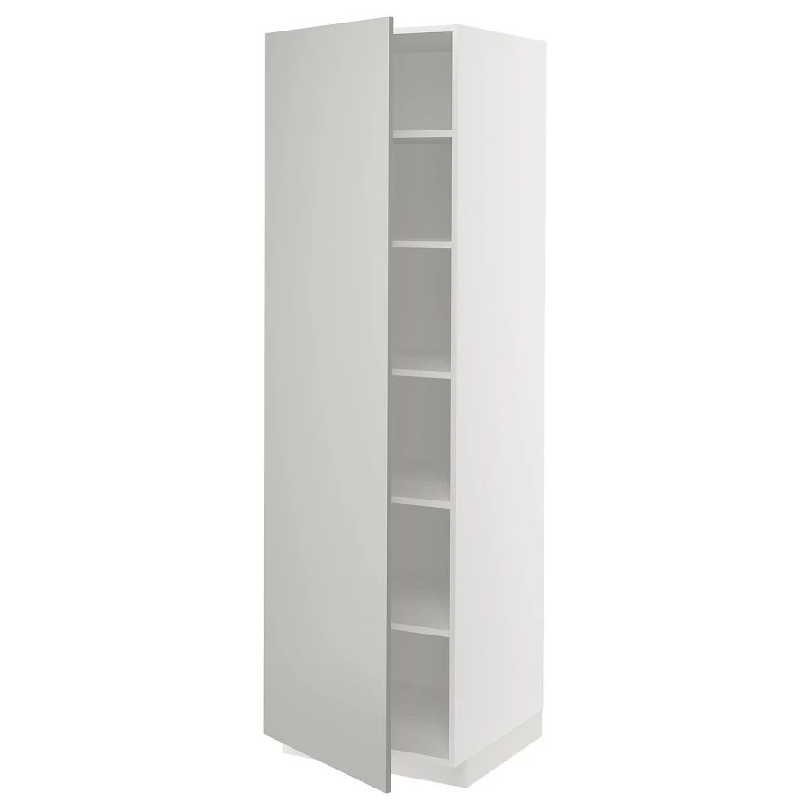 Высокий шкаф с полками - IKEA METOD/МЕТОД ИКЕА, 200х60х60 см, белый/серый (изображение №1)