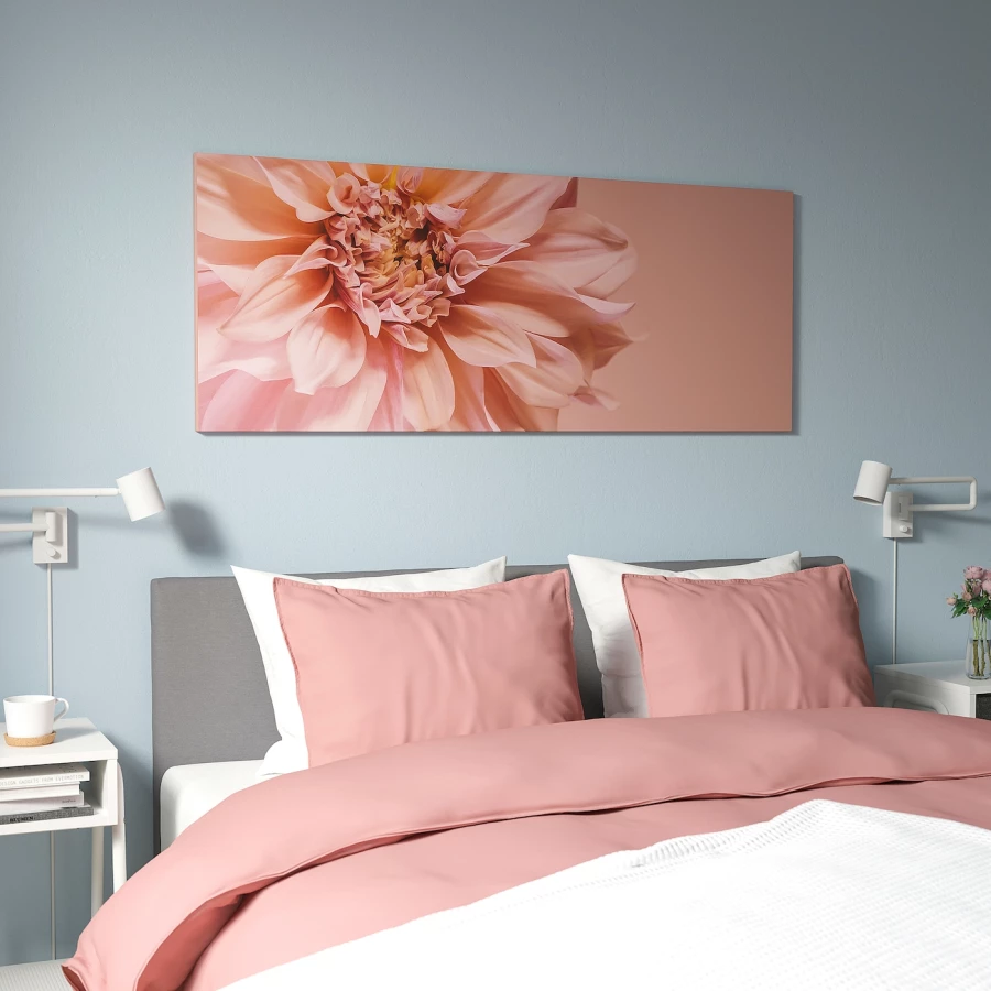 Картина в раме - IKEA BJÖRKSTA/BJORKSTA/БЬЁРКСТА ИКЕА, 140х56 см, "Цветы в розовых тонах" (изображение №2)