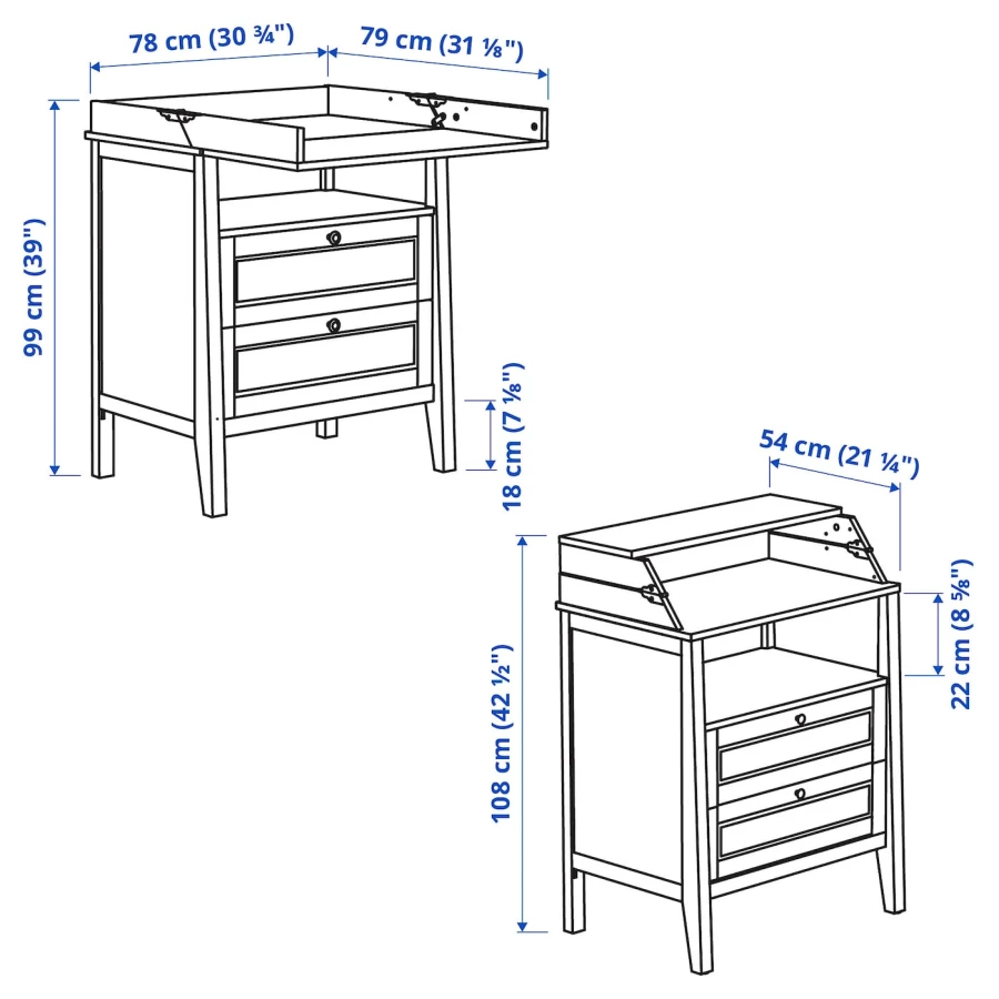 Комод с пеленальным столиком - IKEA SUNDVIK /СУНДВИК ИКЕА, белый, 108x78см (изображение №2)