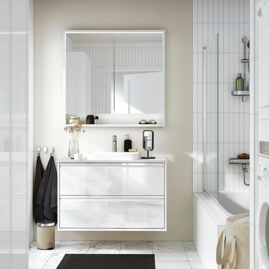 Зеркальный шкаф - FAXÄLVEN / FAXАLVEN IKEA/  ФАКСЭЛЬВЕН ИКЕА , 100х15х95  см, белый (изображение №2)