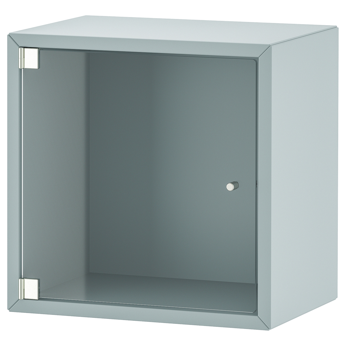 Навесной шкаф со стеклянными дверцами - EKET IKEA/ ЭКЕТ ИКЕА, 35х35х35 см, бело-голубой