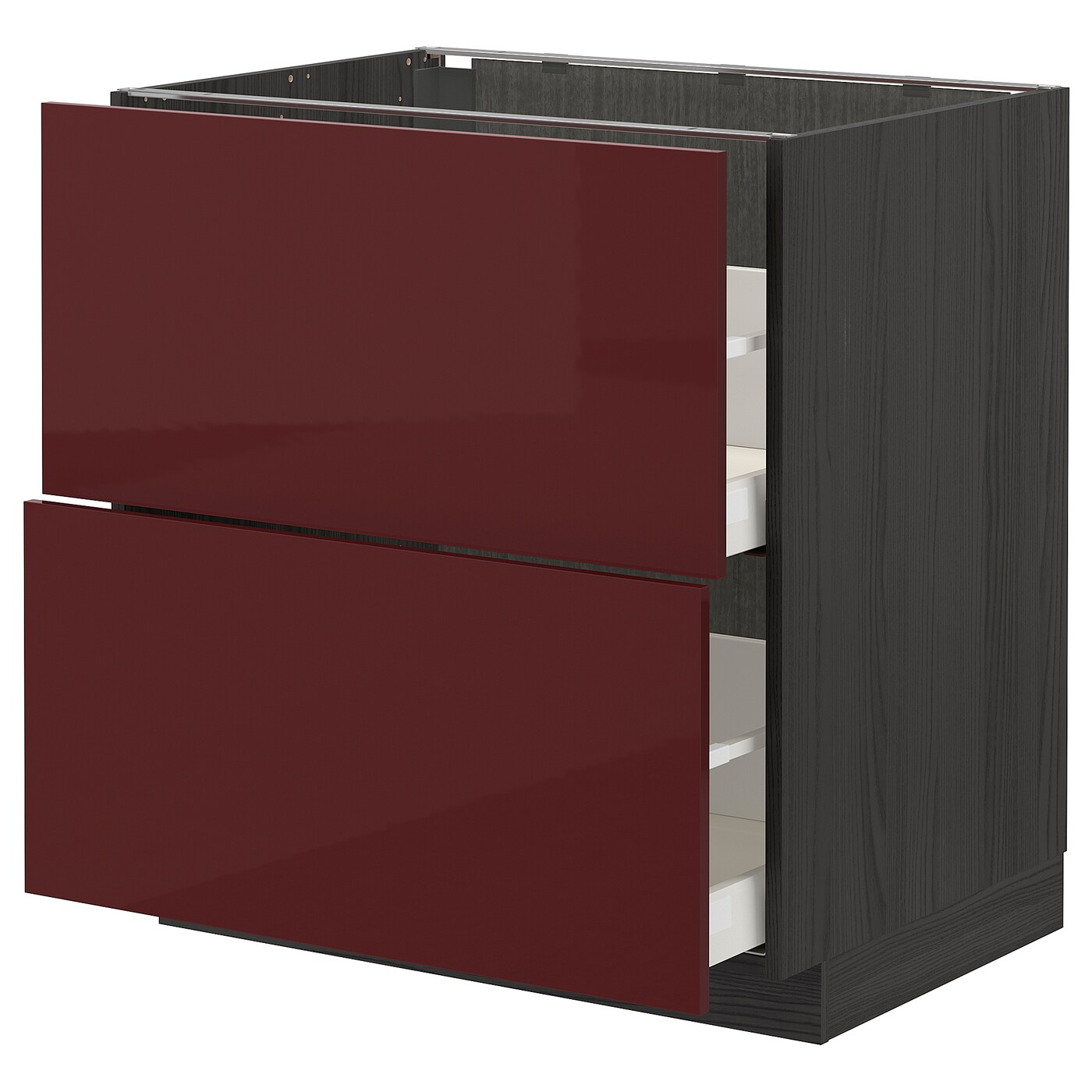 Напольный кухонный шкаф  - IKEA METOD MAXIMERA, 88x62x80см, черный/бордовый, МЕТОД МАКСИМЕРА ИКЕА