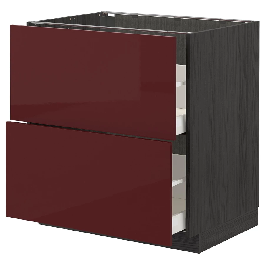 Напольный кухонный шкаф  - IKEA METOD MAXIMERA, 88x62x80см, черный/бордовый, МЕТОД МАКСИМЕРА ИКЕА (изображение №1)