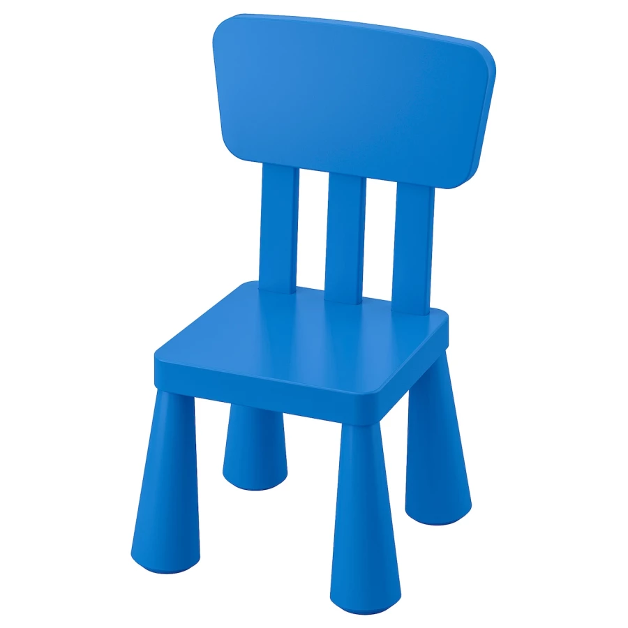 Стул детский - IKEA MAMMUT/МАММУТ ИКЕА, 67х39 см, синий (изображение №1)