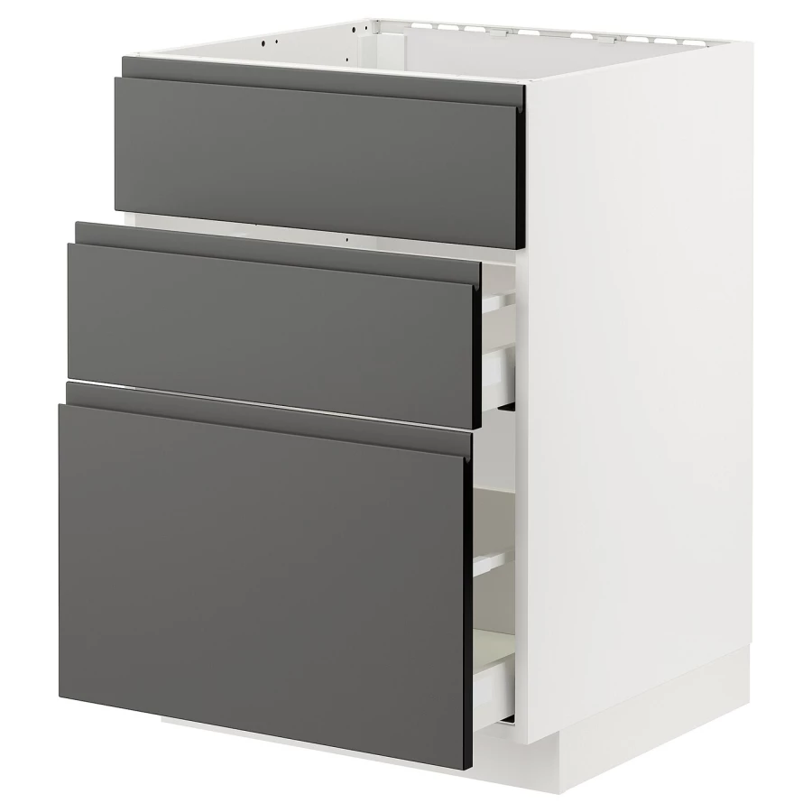 Напольный шкаф - IKEA METOD MAXIMERA, 62x80x60см, белый/темно-серый, МЕТОД МАКСИМЕРА ИКЕА (изображение №1)