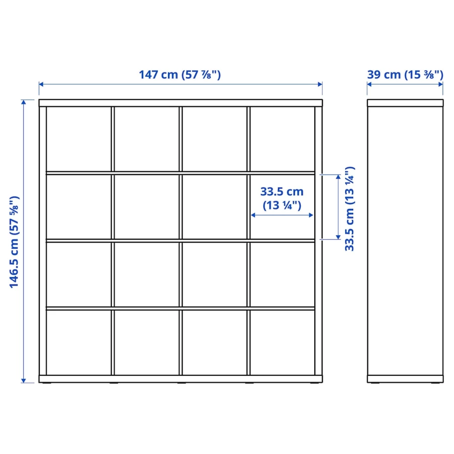 Стеллаж 16 ячеек с ящиками - IKEA KALLAX, 147х147 см, белый, КАЛЛАКС ИКЕА (изображение №5)