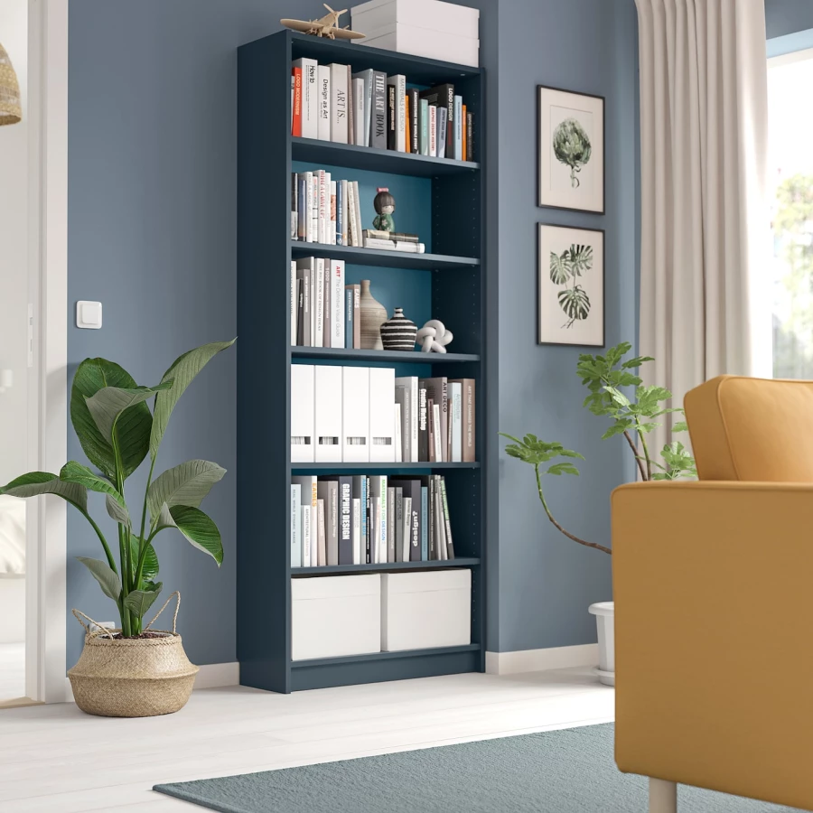 Книжный шкаф -  BILLY IKEA/ БИЛЛИ ИКЕА, 80х28х202 см,синий (изображение №3)