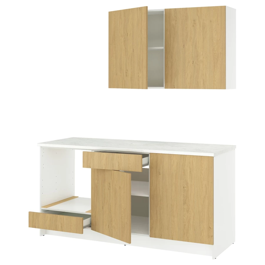 Комбинация кухонная прямая - KNOXHULT IKEA/ КНОКСХУЛЬТ ИКЕА, белый/под беленный дуб (изображение №1)