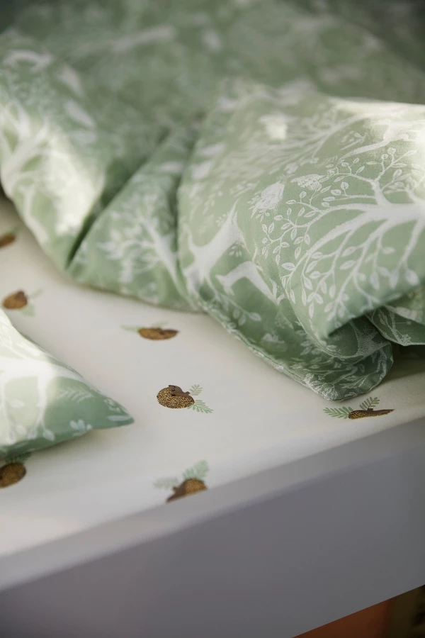 Пододеяльник и наволочка для детской кроватки - TROLLDOM  IKEA/ ТРОЛЛДОМ ИКЕА,  110x125/35x55 см, зеленый (изображение №4)