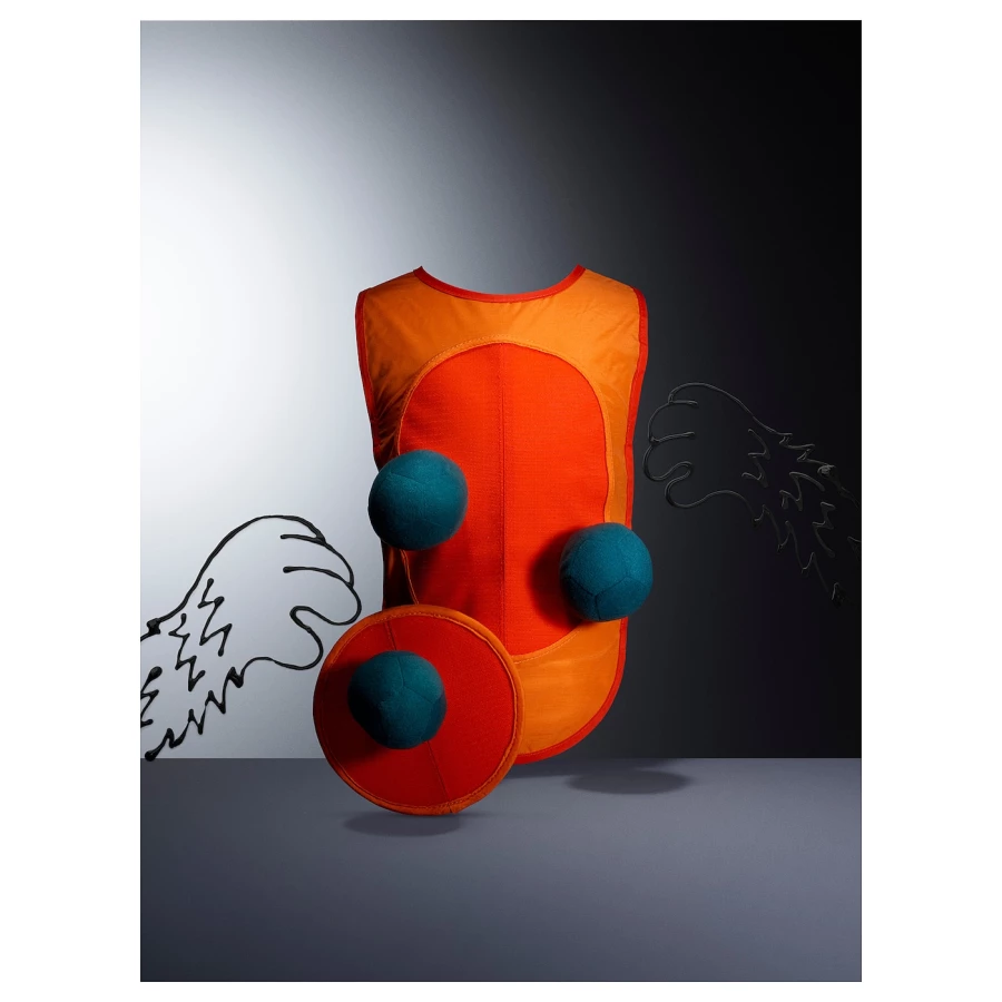 Игра в теги с жилетом и мячами - IKEA LUSTIGT/ЛЮСТИГТ ИКЕА, 120х60 см, салатовый/оранжевый (изображение №4)