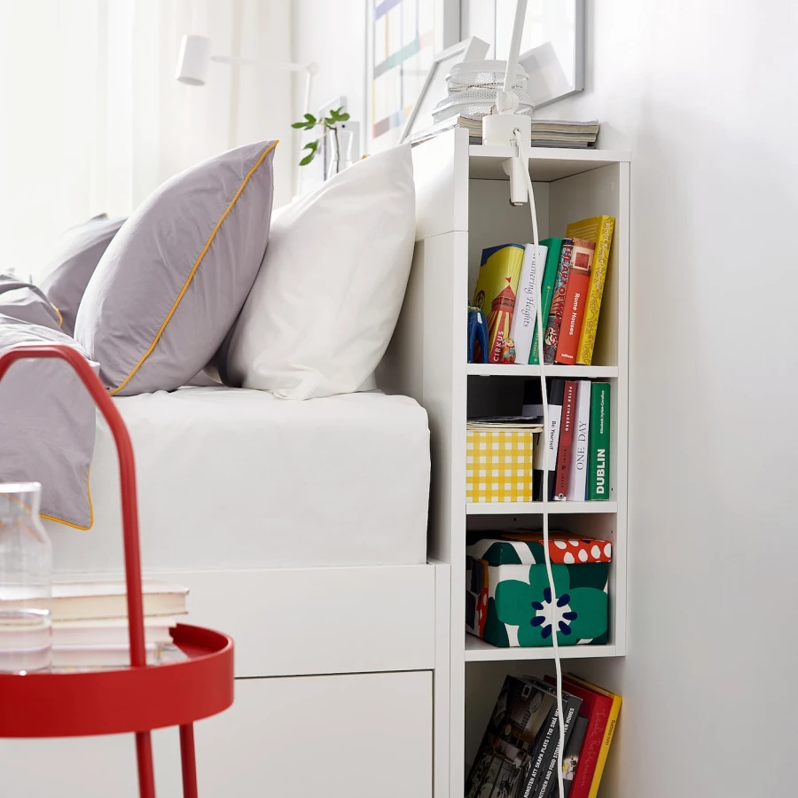 Каркас кровати с ящиком для хранения - IKEA BRIMNES, 200х180 см, белый, БРИМНЕС ИКЕА (изображение №4)
