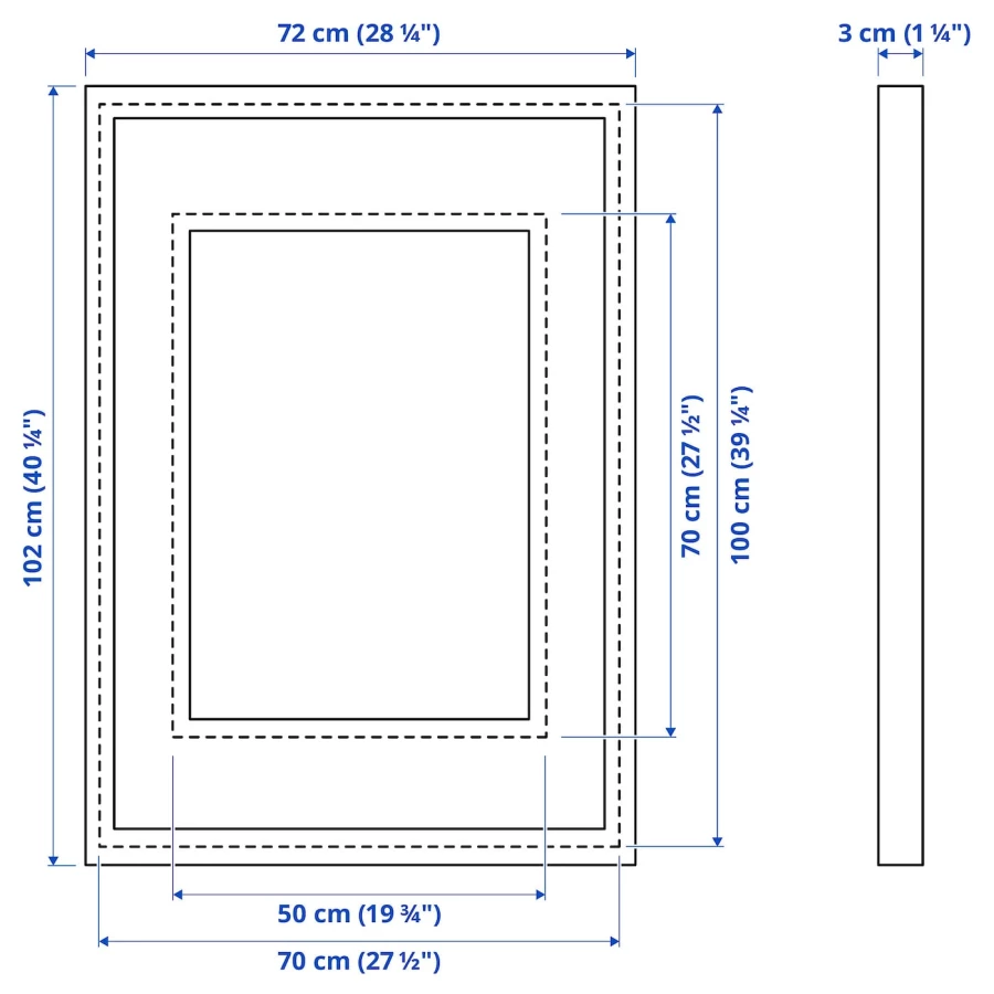 Рамка - IKEA RÖDALM/RODALM/РОДАЛЬМ ИКЕА, 100х70 см, белый/бежевый (изображение №6)