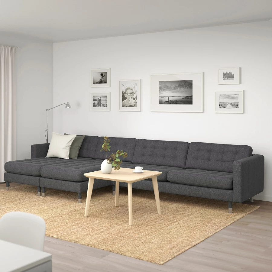 5-местный диван с шезлонгом - IKEA LANDSKRONA, 78x158x360см, темно-серый, ЛАНДСКРУНА ИКЕА (изображение №2)