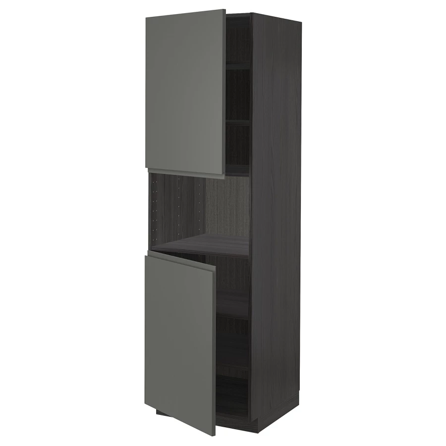 Кухонный шкаф-пенал - IKEA METOD/МЕТОД ИКЕА, 200х60х60 см, черный (изображение №1)