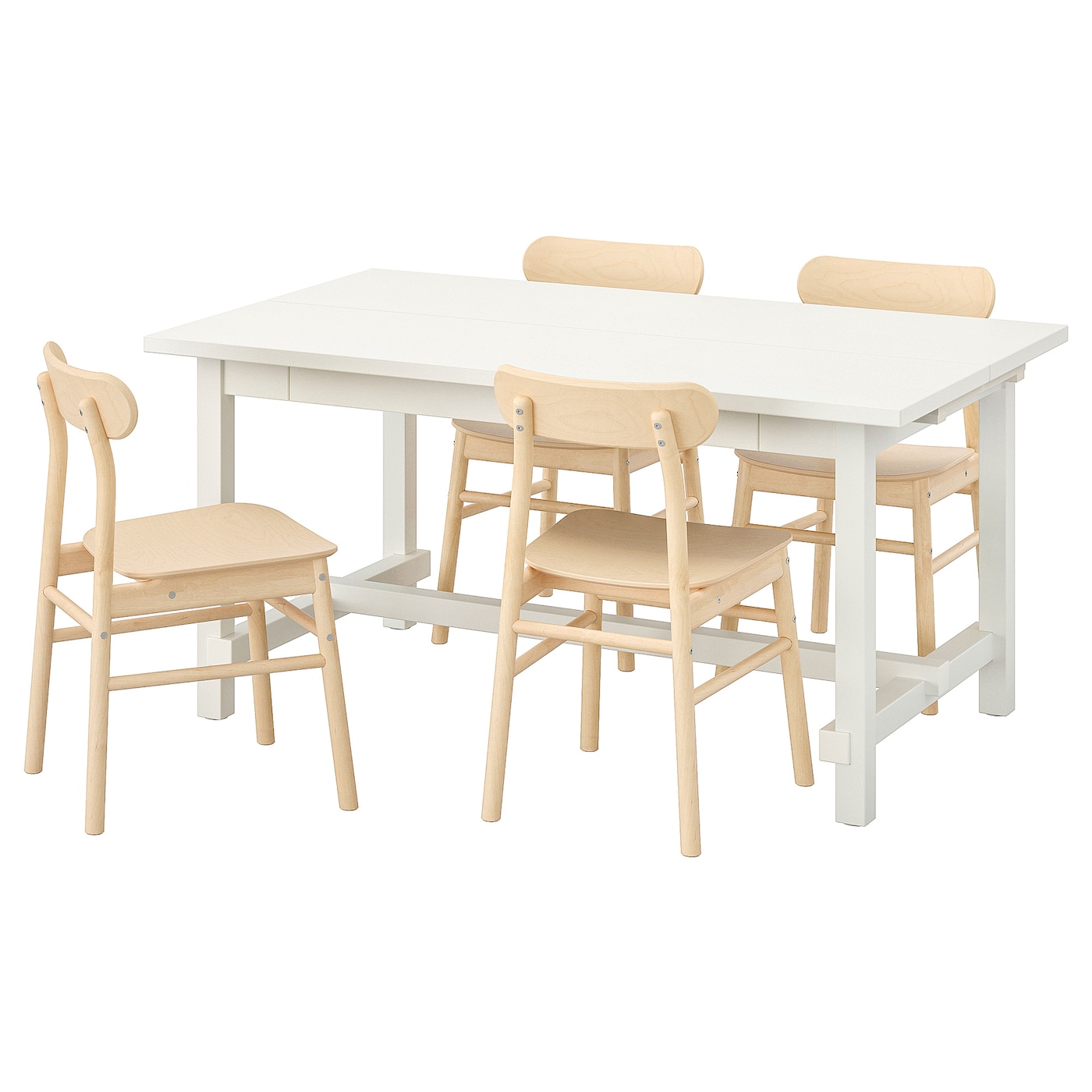 Стол и 4 стула - NORDVIKEN /RÖNNINGE / RОNNINGE IKEA/ НОРДВИКЕН/ РЕННИНГЕ ИКЕА,  152/2223х95  см, белый/ под беленый дуб