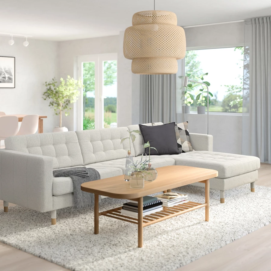 4-местный диван с шезлонгом - IKEA LANDSKRONA, 89x280см, бежевый, ЛАНДСКРУНА ИКЕА (изображение №2)