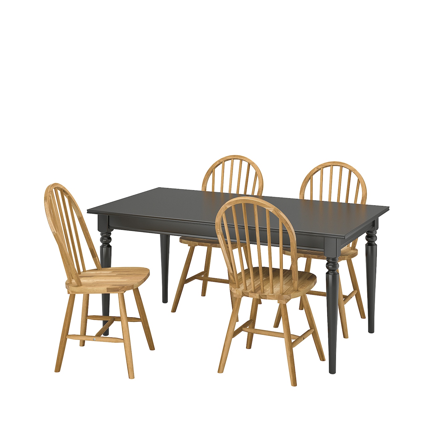Стол и 4 стула - INGATORP / SKOGSTA IKEА/ ИНГАТОРП/ СКОГСТА ИКЕА, 110 см,  черный/коричневый