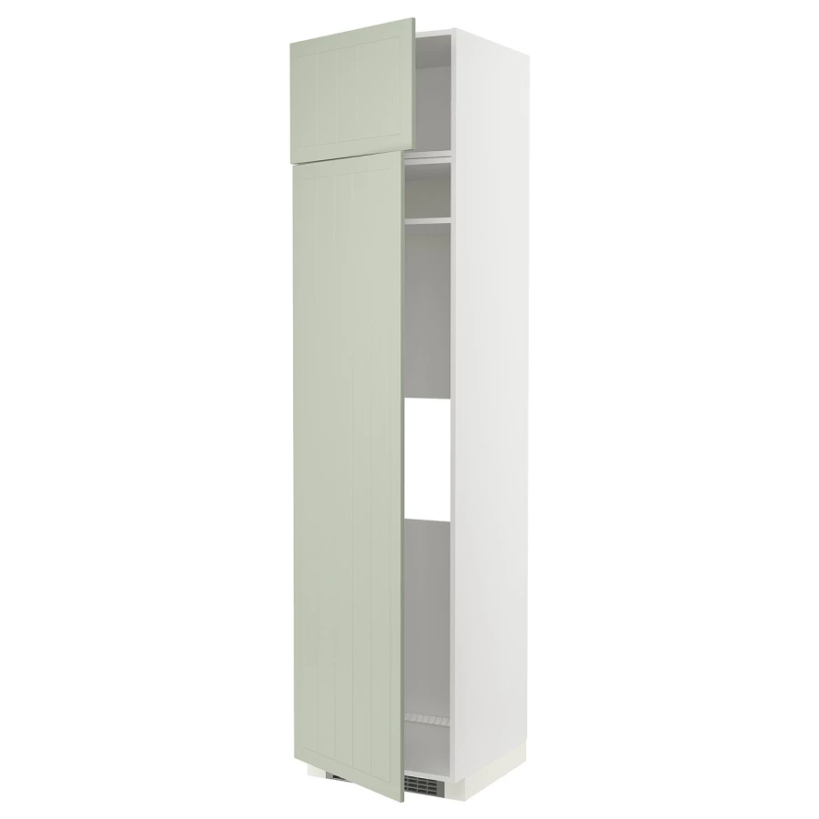 Высокий кухонный шкаф - IKEA METOD/МЕТОД ИКЕА, 240х60х60 см, белый/зеленый (изображение №1)