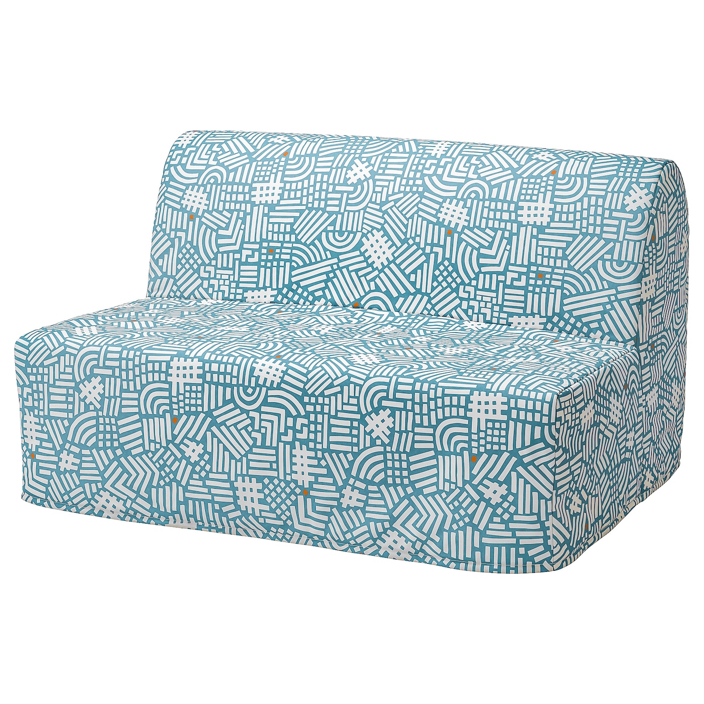 Чехол на 2-местный диван-кровать - LYCKSELE IKEA/ ЛИКСЕЛЕ ИКЕА,  голубой с рисунком