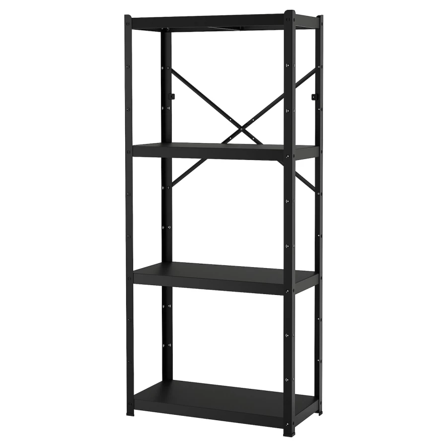 Стеллаж - IKEA BROR/БРУР ИКЕА, 85х40х190 см, черный (изображение №1)