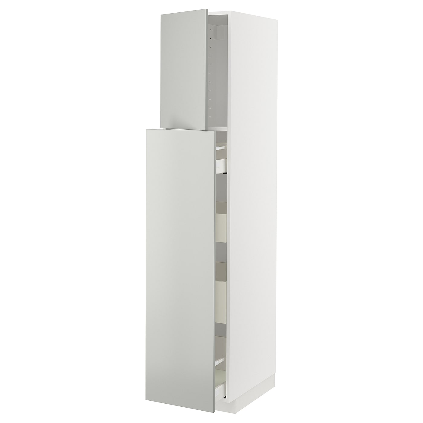 Высокий шкаф с ящиками - IKEA METOD/MAXIMERA/МЕТОД/МАКСИМЕРА ИКЕА, 200х60х40 см, белый/серый