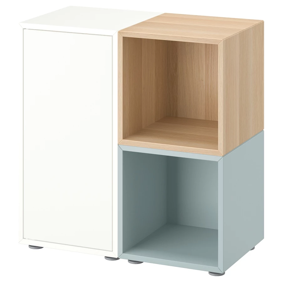 Комбинация для хранения - EKET IKEA/ ЭКЕТ ИКЕА,  72х70  см,  бледно-голубой/под беленый дуб /белый (изображение №1)