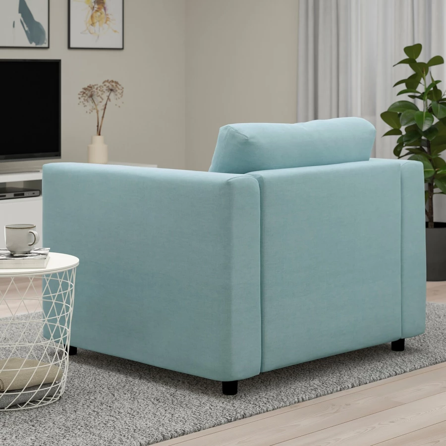Кресло - IKEA VIMLE, 101х98х83 см, голубой, ВИМЛЕ ИКЕА (изображение №3)