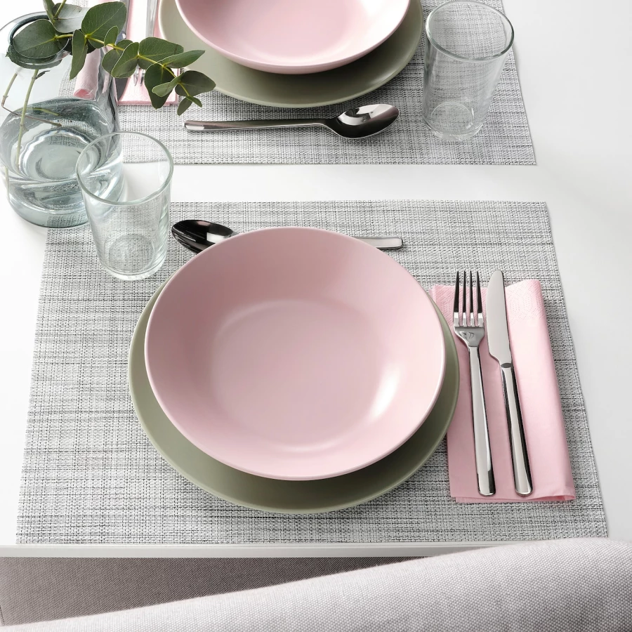Набор тарелок, 4 шт. - IKEA FÄRGKLAR/FARGKLAR, 23 см, светло-розовый, ФЭРГКЛАР ИКЕА (изображение №3)