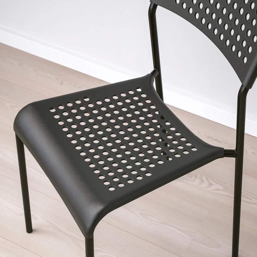 Стол и 4 стула - IKEA GRÅSALA/GRASALA/ADDE/ ГРОСАЛА/АДДЕ ИКЕА, 110х67 см, серый/черный (изображение №5)
