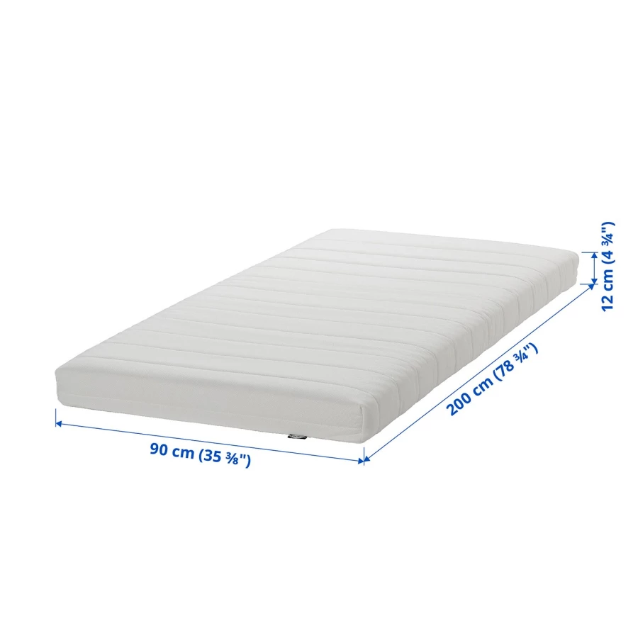 Матрас для односпальной кровати - AFJALL  IKEA/ АФЬЕЛЛЬ ИКЕА, 90x200 см, белый (изображение №7)