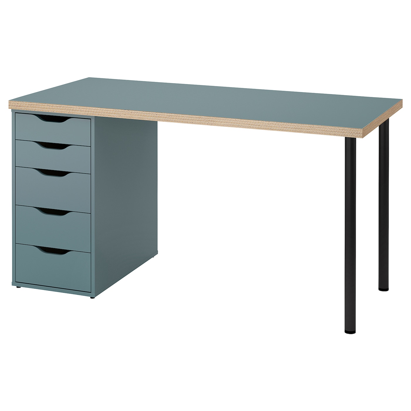 Письменный стол с ящиком - IKEA LAGKAPTEN/ALEX, 140х60 см, серый/черный, ЛАГКАПТЕН/АЛЕКС ИКЕА
