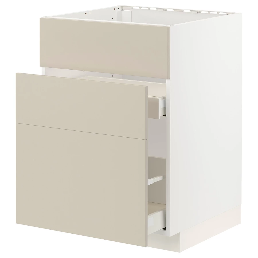 Напольный кухонный шкаф  - IKEA METOD MAXIMERA, 88x61,6x60см, белый/бежевый, МЕТОД МАКСИМЕРА ИКЕА (изображение №1)