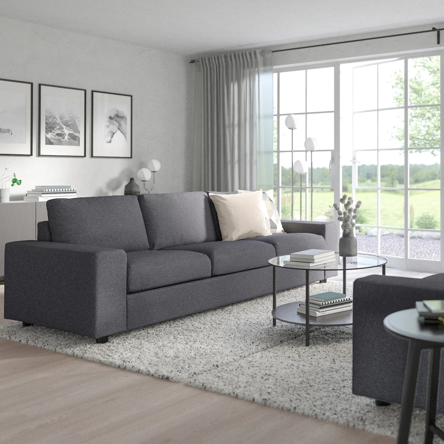 Угловой диван-кровать с шезлонгом - IKEA VIMLE/ВИМЛЕ ИКЕА, 256/356х68х164 см, темно-серый (изображение №3)