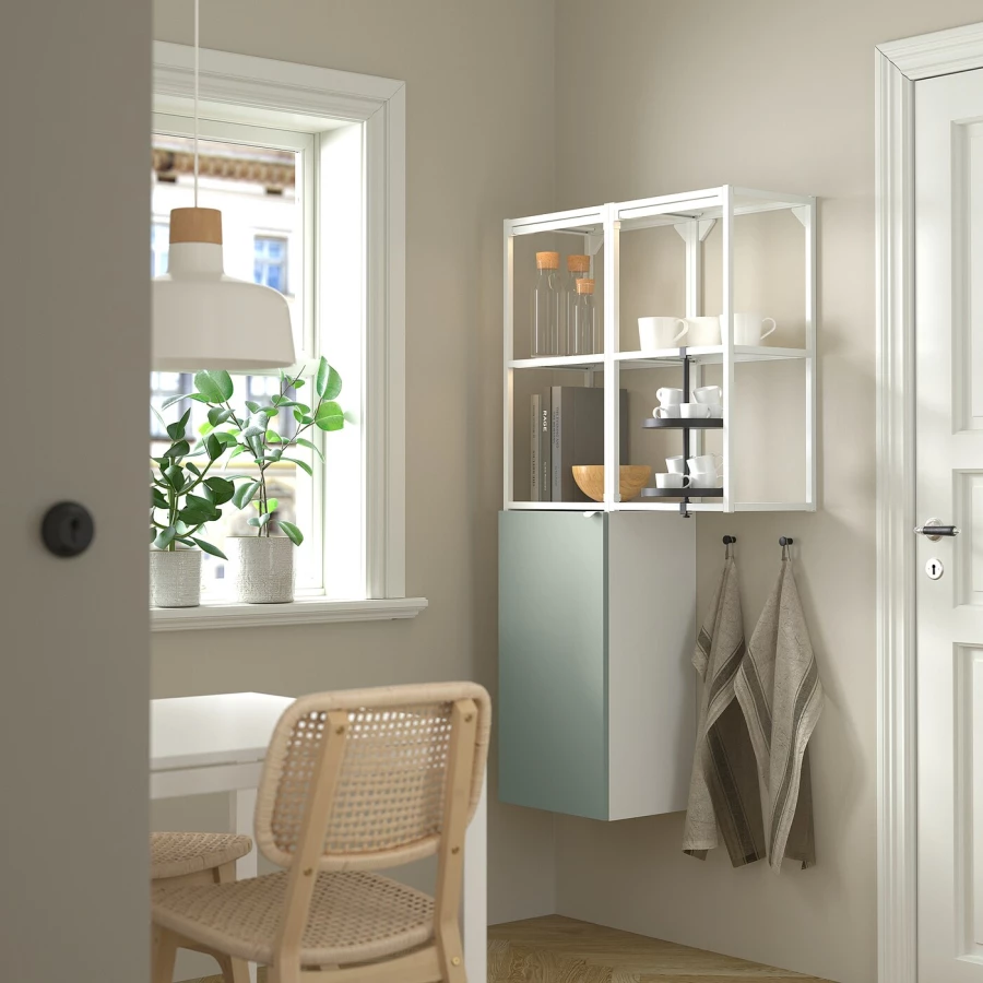 Комбинация для ванной - IKEA ENHET, 80х32х150 см, белый/светло-зеленый, ЭНХЕТ ИКЕА (изображение №4)