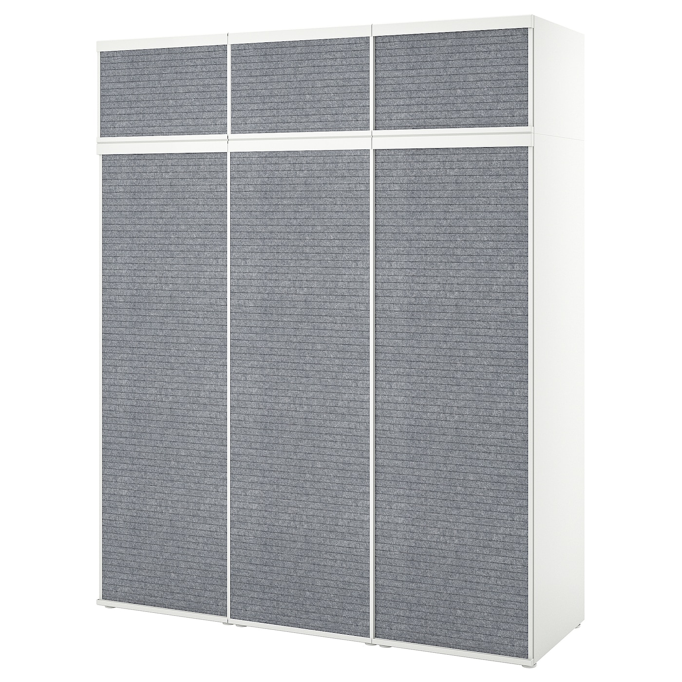 Шкаф с 6 раздвижными дверцами - IKEA PLATSA/ПЛАТСА ИКЕА, 57х180х221,1 см, белый/темно-серый