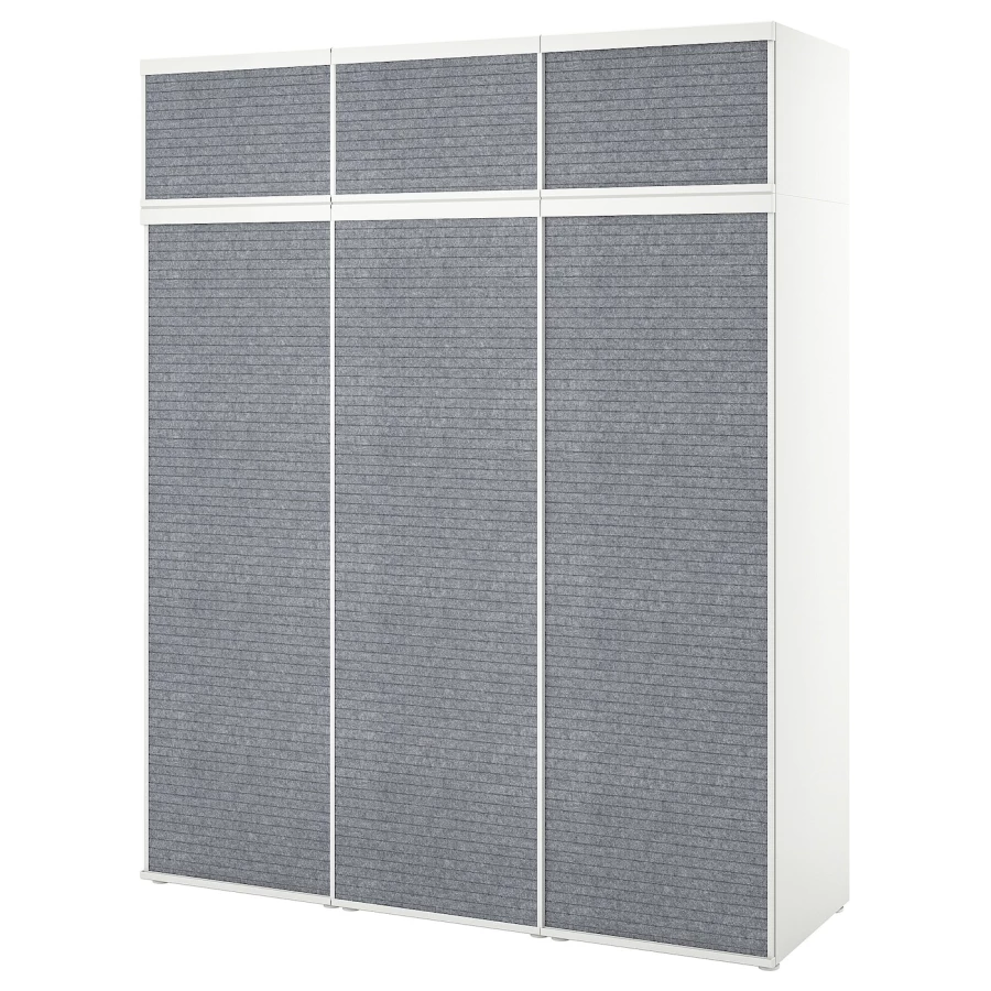 Шкаф с 6 раздвижными дверцами - IKEA PLATSA/ПЛАТСА ИКЕА, 57х180х221,1 см, белый/темно-серый (изображение №1)