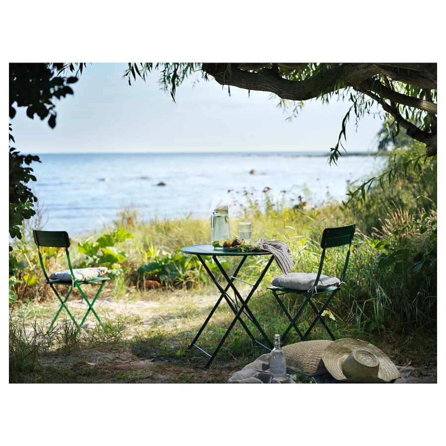 Складной комплект стула и стола - SUNDSÖ IKEA/ СУНДСЕ ИКЕА, 96х65х4 см, зеленый (изображение №9)