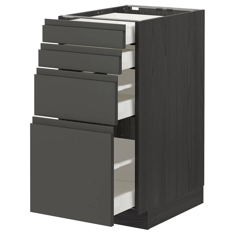 Напольный кухонный шкаф  - IKEA METOD MAXIMERA, 88x61,9x40см, черный/серый, МЕТОД МАКСИМЕРА ИКЕА (изображение №1)