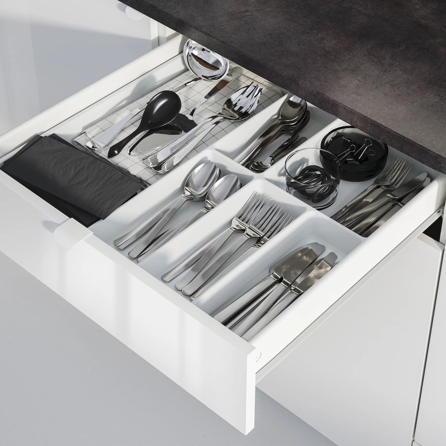 Кухонная комбинация для хранения - KNOXHULT IKEA/ КНОКСХУЛЬТ ИКЕА, 180x61x220 см, белый/серый (изображение №4)