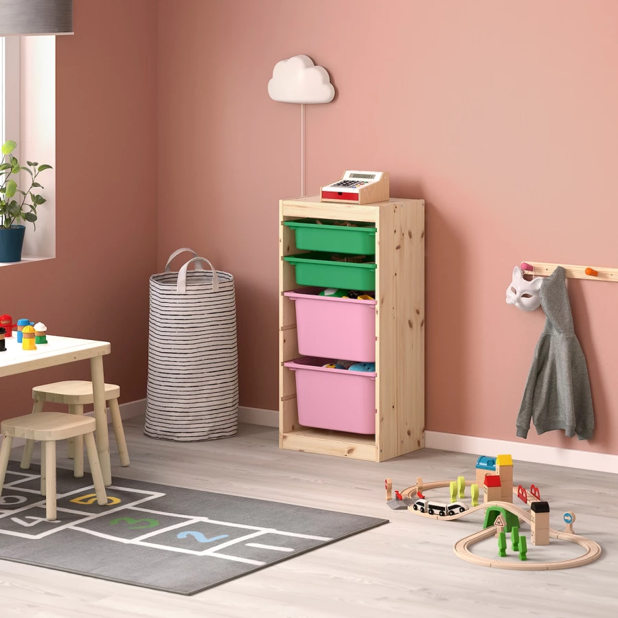 Стеллаж - TROFAST IKEA/  ТРУФАСТ ИКЕА,  91х44 см, белый/зеленый/розовый (изображение №2)